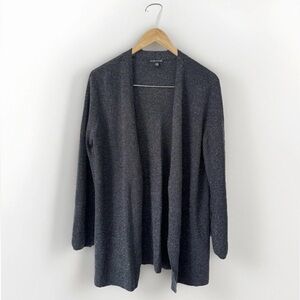 Eileen Fisher Merino Wool Grey Metallic Open Cardigan Sweater Small NWOT